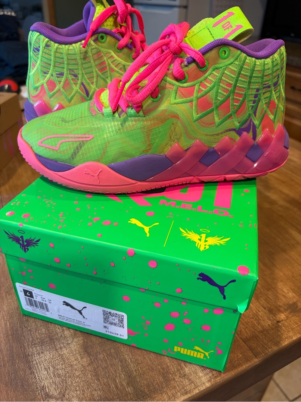 Puma Kids' Neon Green, Hot Pink & Purple Basketball Sneakers